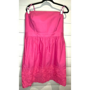 NWT Vineyard Vines Fish Eyelet Embroidered Pink Strapless Dress 16 $198